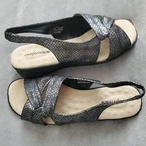 🆕️ COMFORTVIEW Pearl Silver Slingback Sandals SIZE: 8½WW